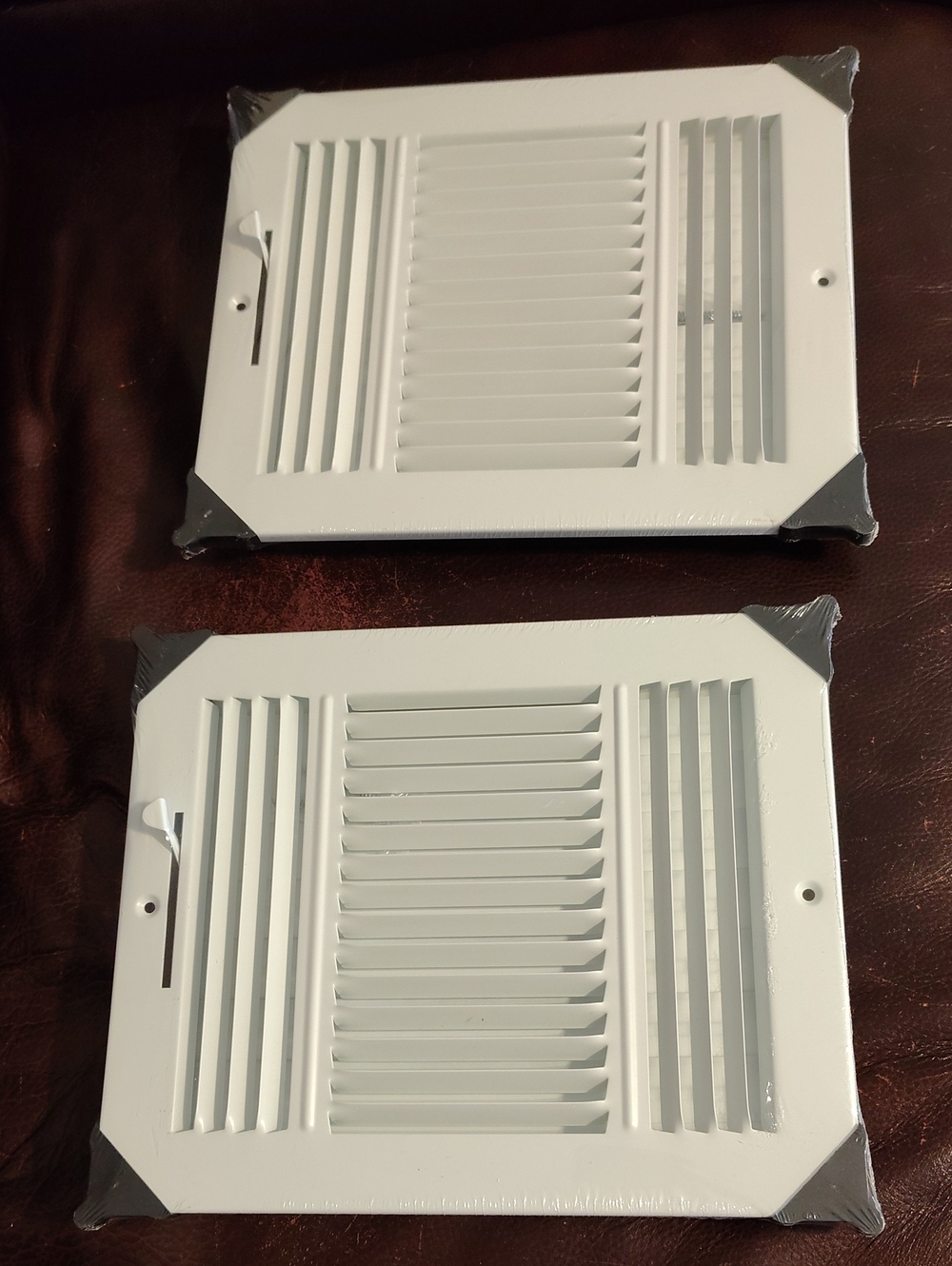White Metal Floor/Ceiling Vent Registers - Set of 2 10"x8"